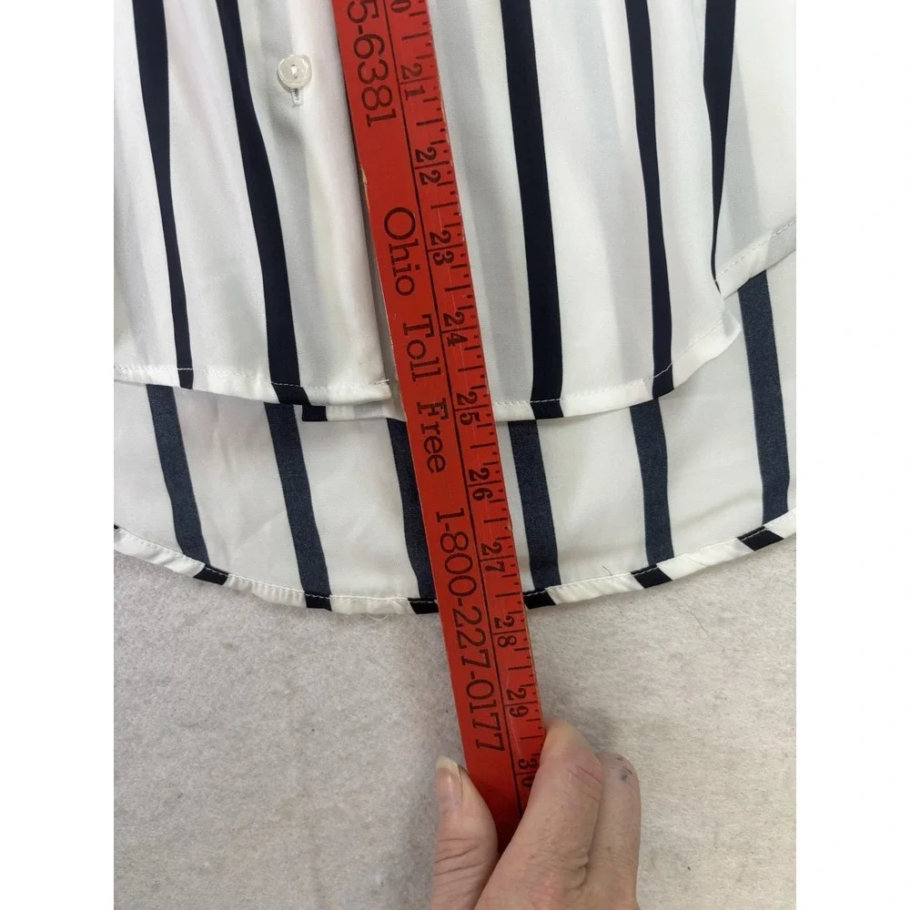 Black Tape Womens S Button Up Shirt Oversized Black Vertical Stripe On White NWT